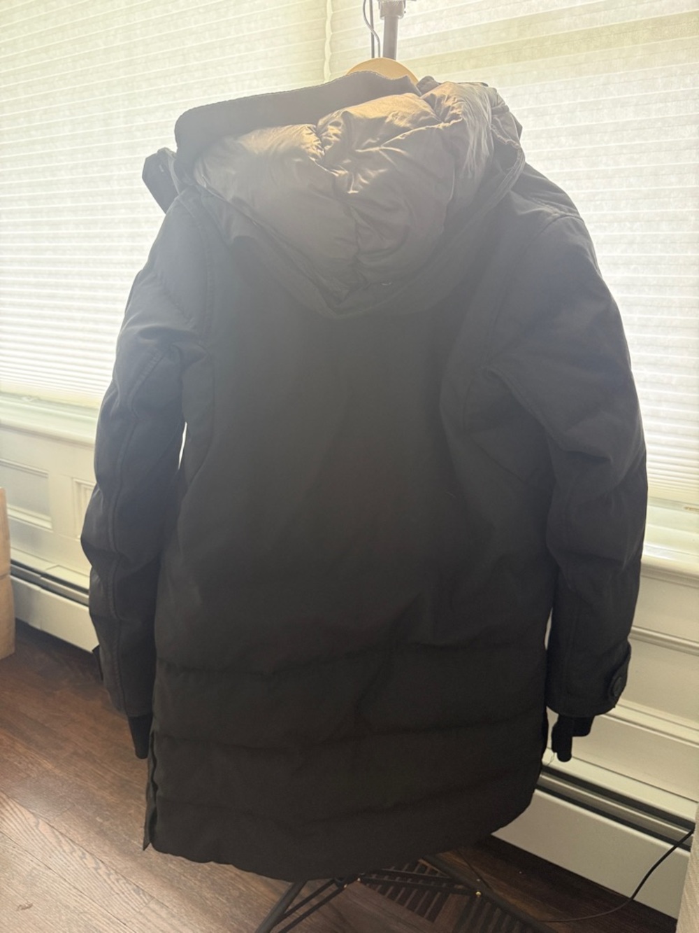 Canada Goose Black Long Hooded Puffer with Fur-Trim Hood - Picture 5 of 7